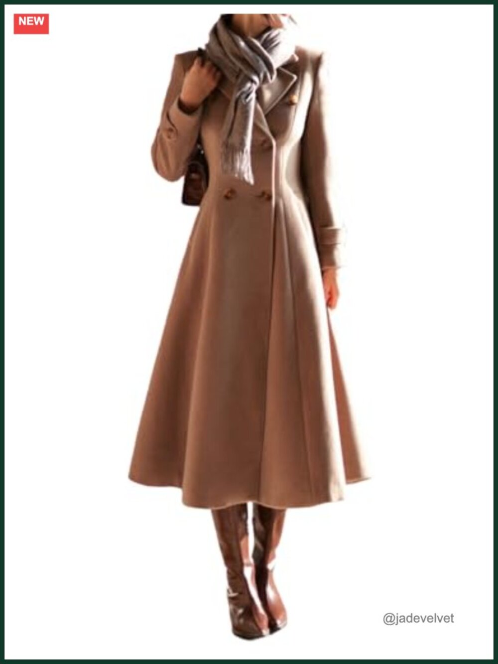 Womens Long Wool Coat Double Breasted Peacoat Trench Jacket
